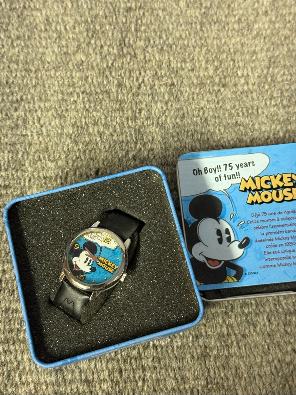 Disney Mickey Mouse Blue and Black Character Watch Tin
